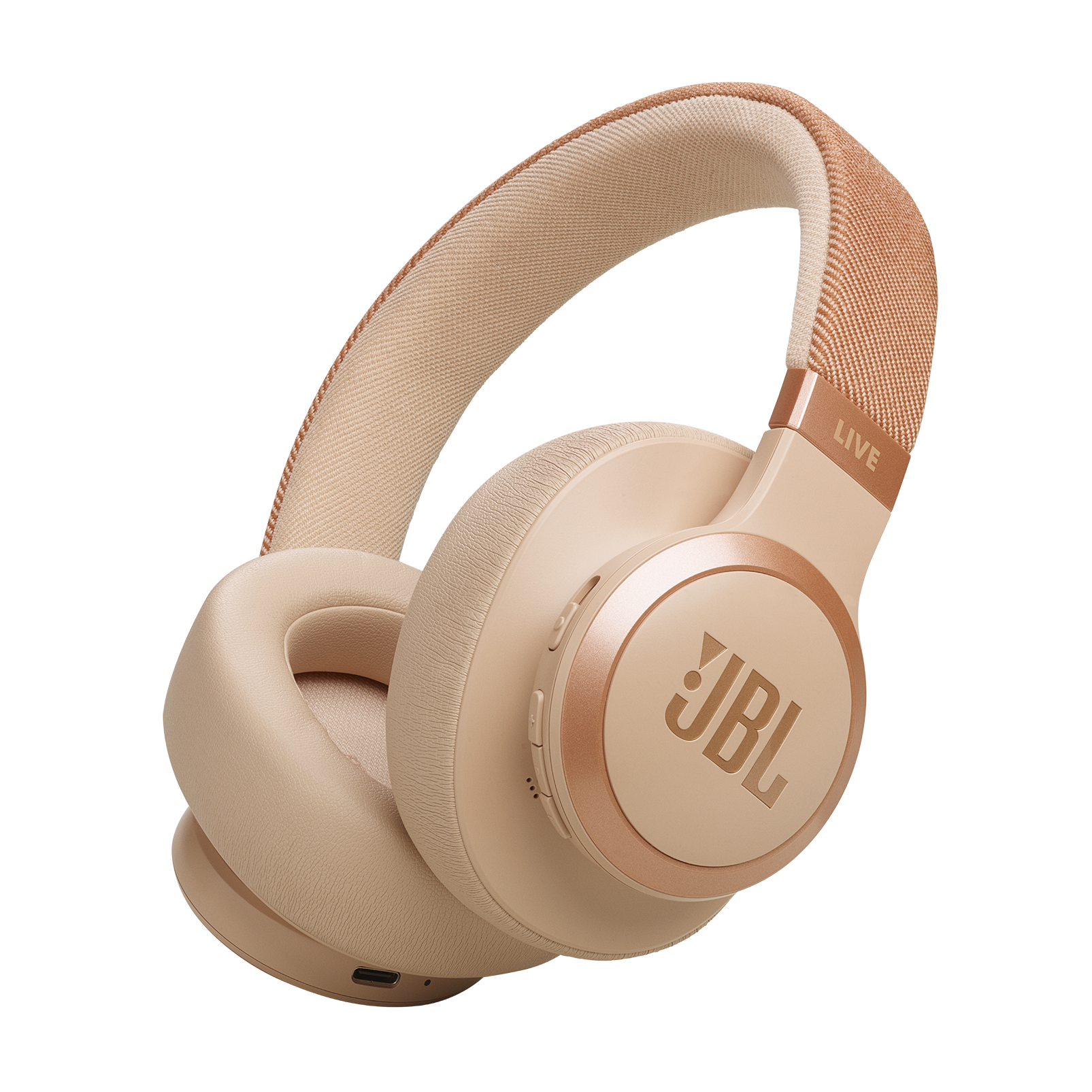 JBL Live 770NC - Sandstone - Wireless Over-Ear Headphones with True Adaptive Noise Cancelling - Hero
